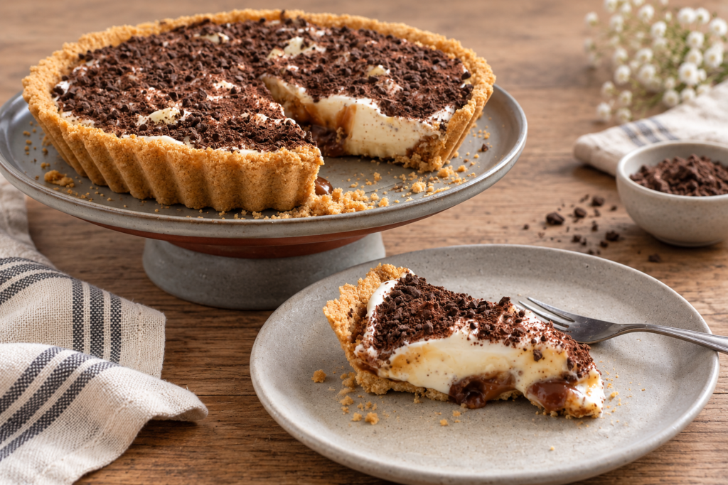 Banoffee servida como sobremesa em jantar para 10 pessoas